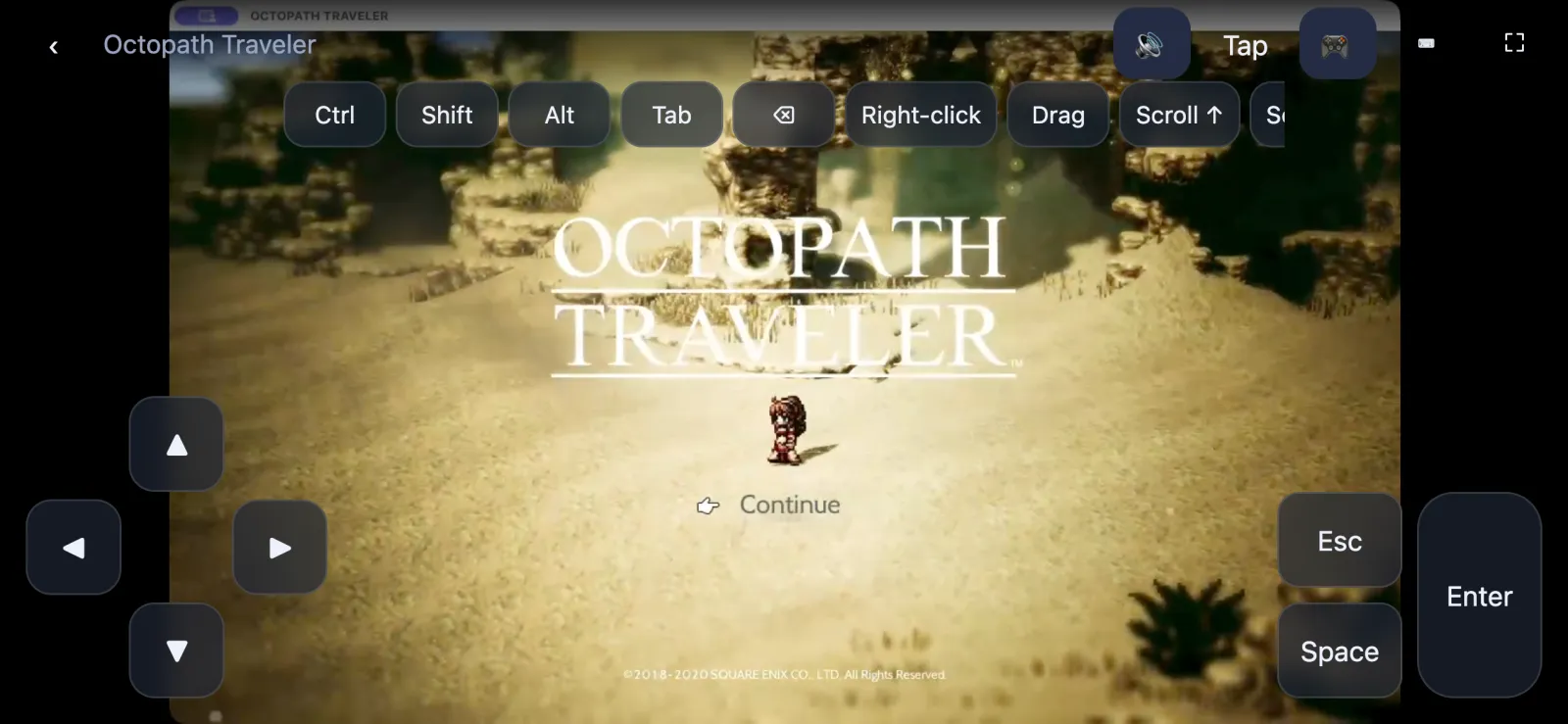 Octopath Traveler running on a Mac, played from a phone