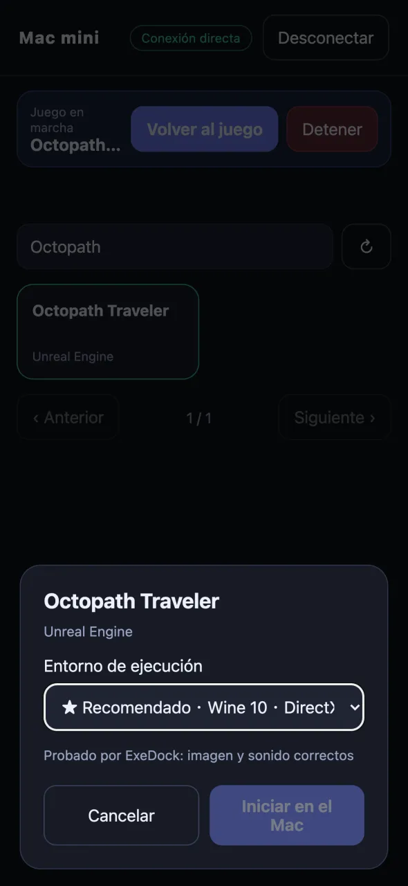Elige un entorno de ejecución; las recomendaciones de ExeDock llevan ★